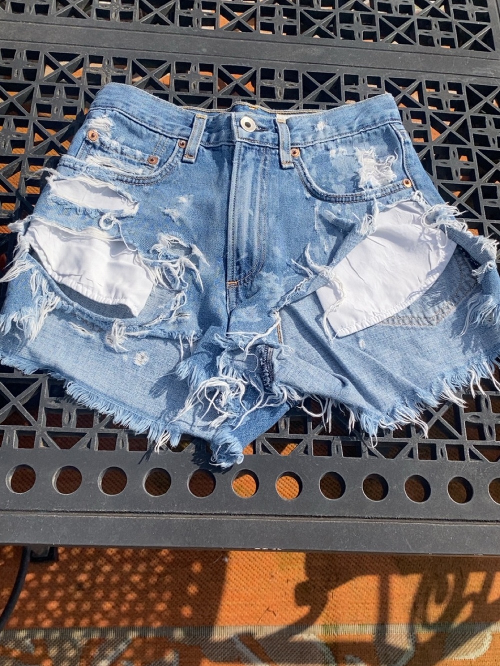 rag & bone Light Blue Distressed Denim Cutoff Shorts